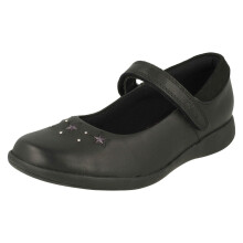 (Black, UK 10 Child) Girls Clarks Star Detailed School Shoes Etch Bright