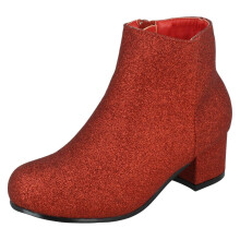 (Red, UK 13 Child) Girls Spot On Heeled Ankle Boots
