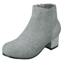(Black, UK 1 Child) Girls Spot On Heeled Ankle Boots
