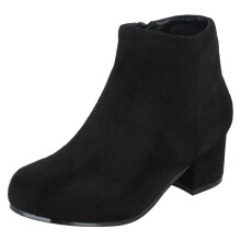 (Black, UK 11 Child) Girls Spot On Heeled Ankle Boots