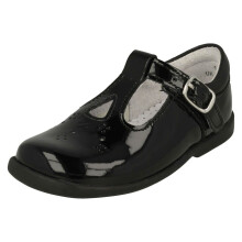 (Black, UK 8 Child) Girls Startrite Cut Out Detailed T-Bar Shoes Swirl