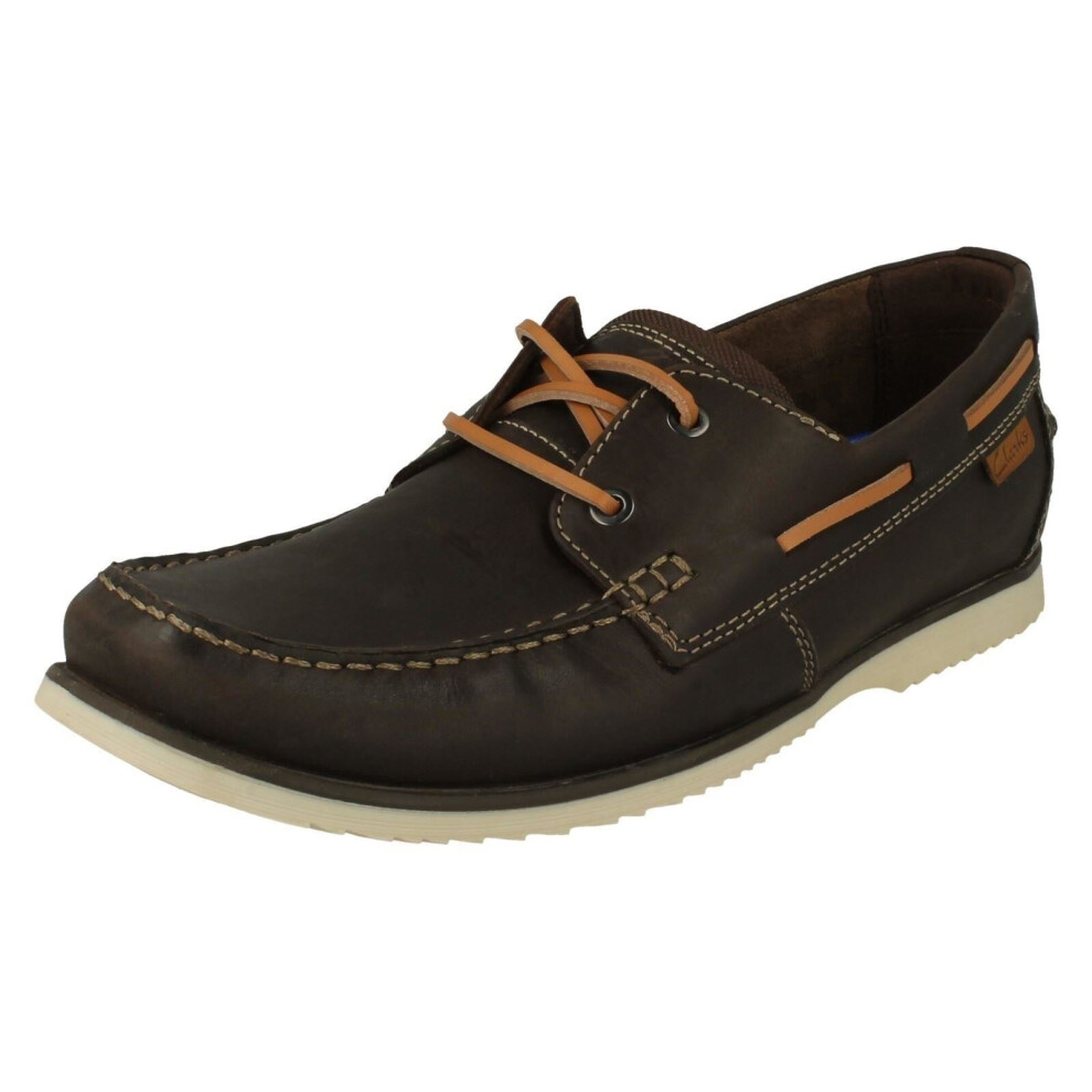 (Brown, UK 8) Mens Clarks Lace Up Deck Shoes Noonan Lace