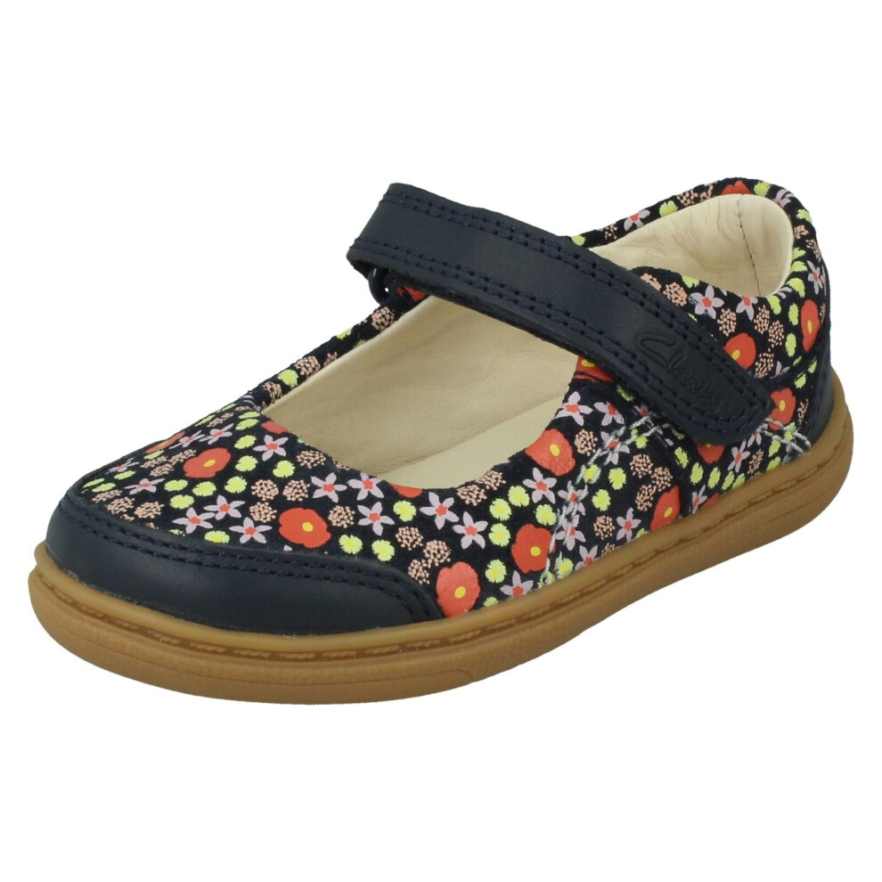 (Navy, UK 5 Infant) Girls Clarks Casual Shoes Flash Bright