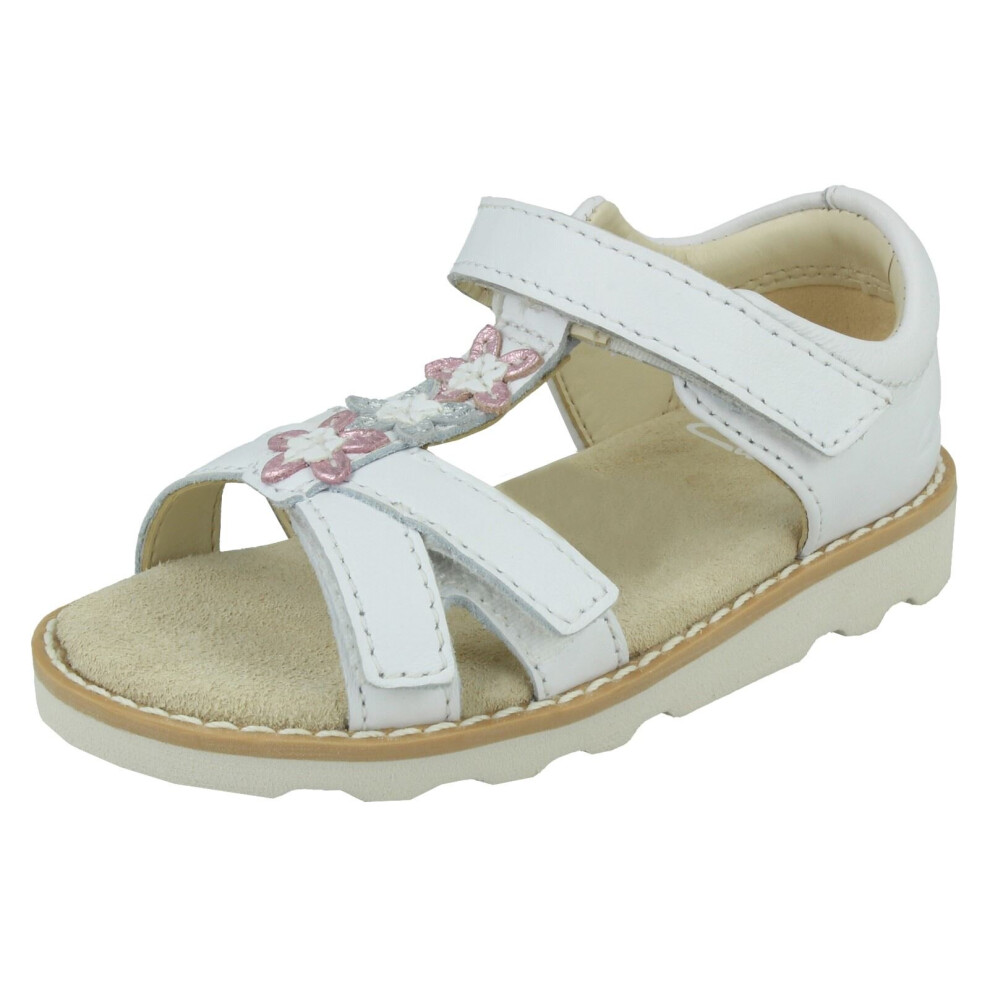 Clarks (White, Uk 6.5 Infant) Girls Casual Sandals Crown Flower