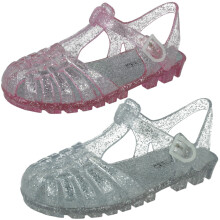 (Pink, UK 4 Infant) Girls Spot On Glitter Jelly Sandals H0353