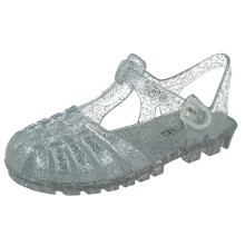 (Silver, UK 8 Child) Girls Spot On Glitter Jelly Sandals H0353