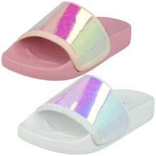 (Pink, UK 2 Child) Girls Spot On Casual Sliders H0357