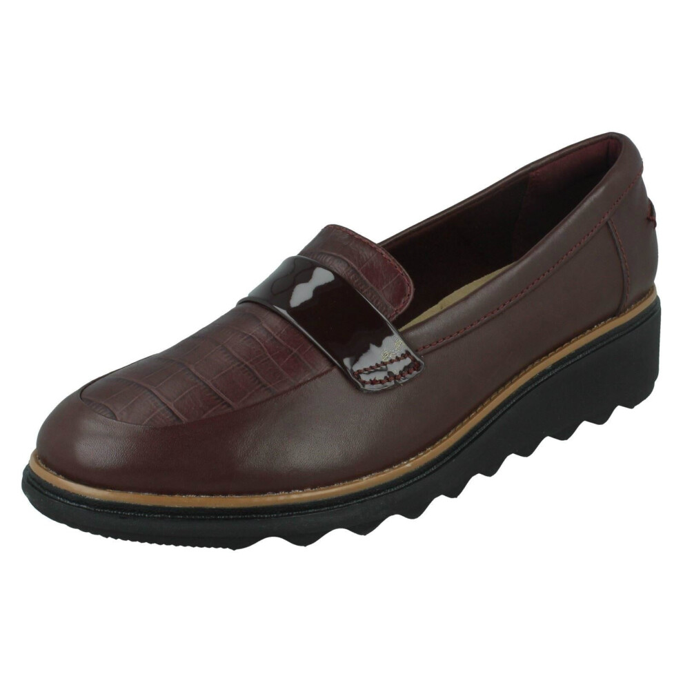 (Burgundy, UK 5) Ladies Clarks Casual Slip On Shoes Sharon Gracie