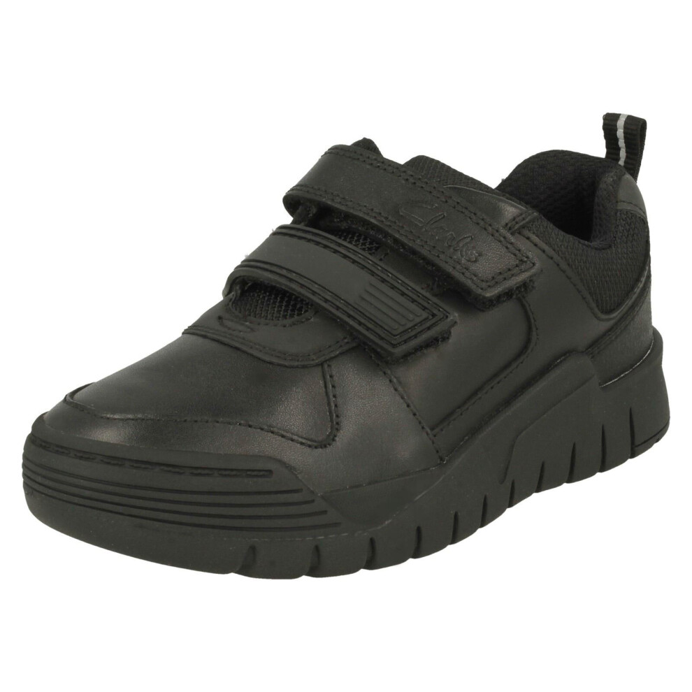 (Black, UK 7.5 Infant) Boys Clarks Bumper Toe School Shoes Scooter Speed