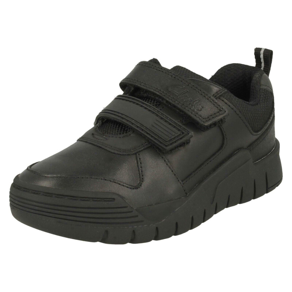 (Black, UK 8.5 Child) Boys Clarks Bumper Toe School Shoes Scooter Speed