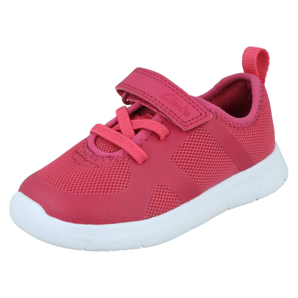 (Pink, UK 6.5 Infant) Childrens Unisex Clarks Casual Trainers Ath Flux T