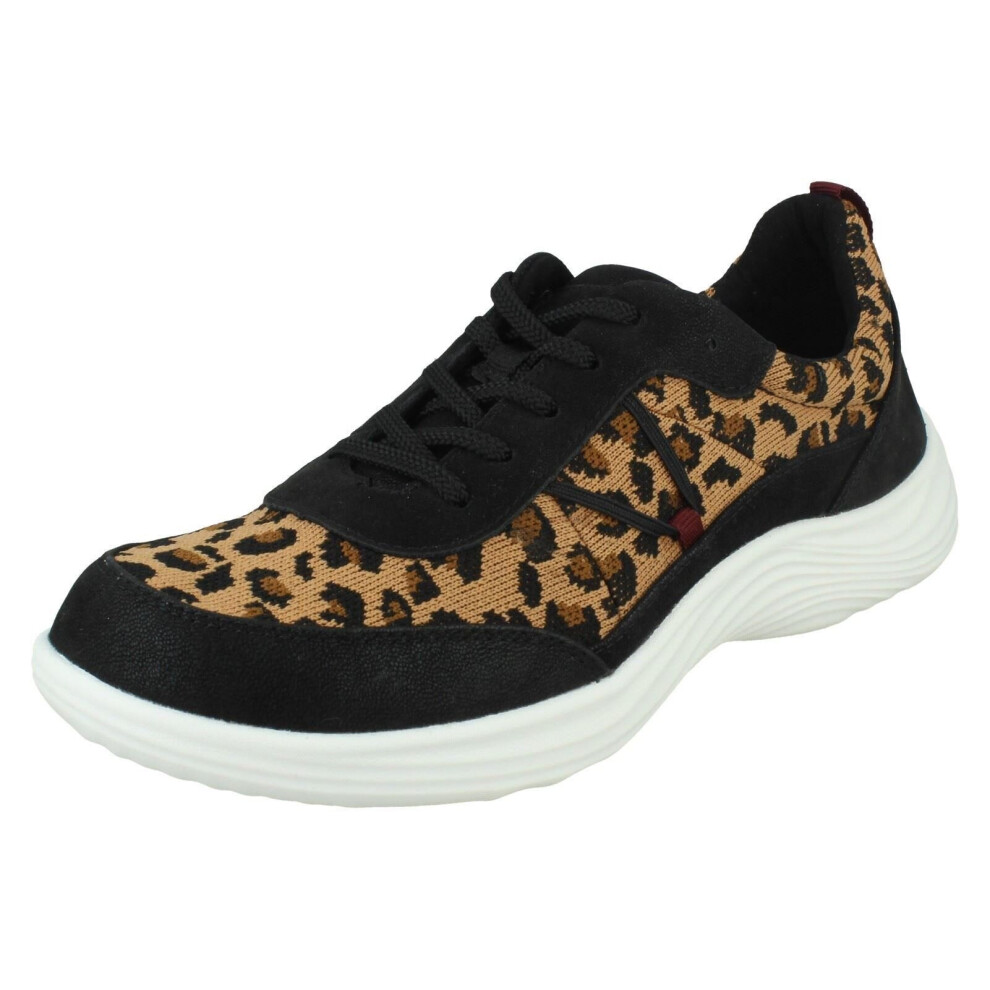 (Animal Print, UK 7) Ladies Clarks Casual Lace Up Trainers Lulu Walk