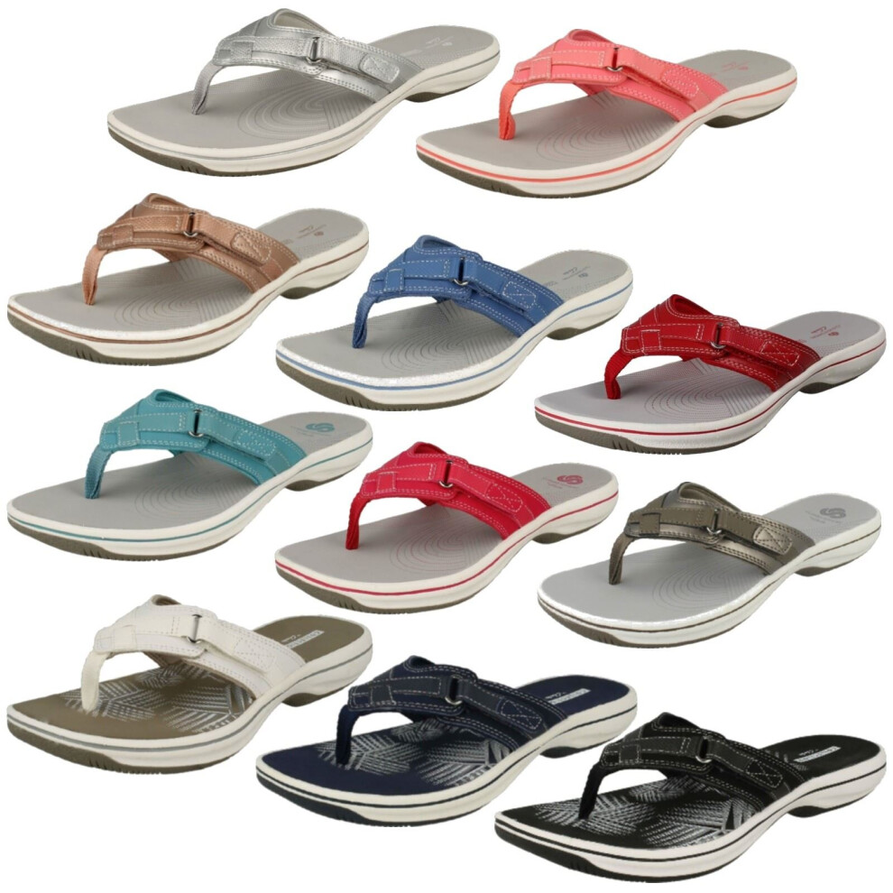 Clarks (, Uk 3) Ladies Toe Post Sandals Brinkley Sea Silver