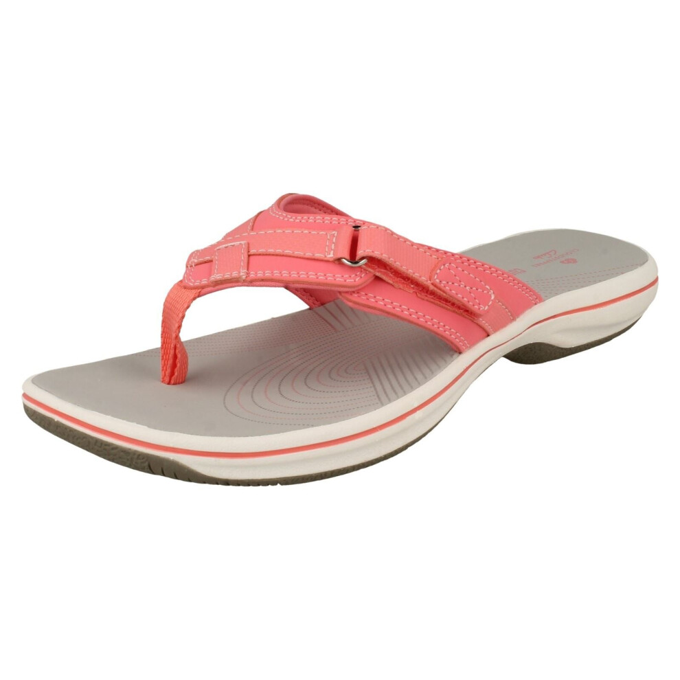 (Silver, UK 4) Ladies Clarks Toe Post Sandals Brinkley Sea