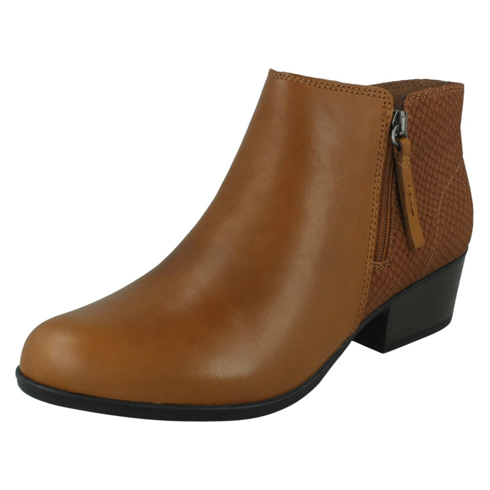 (Tan, UK 6) Ladies Clarks Casual Ankle Boots Adreena Hope