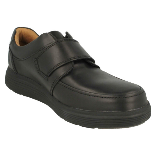 Clarks (Black, UK 13) Mens Clarks Hook & Loop Formal Moccasins Un Abode Strap 2
