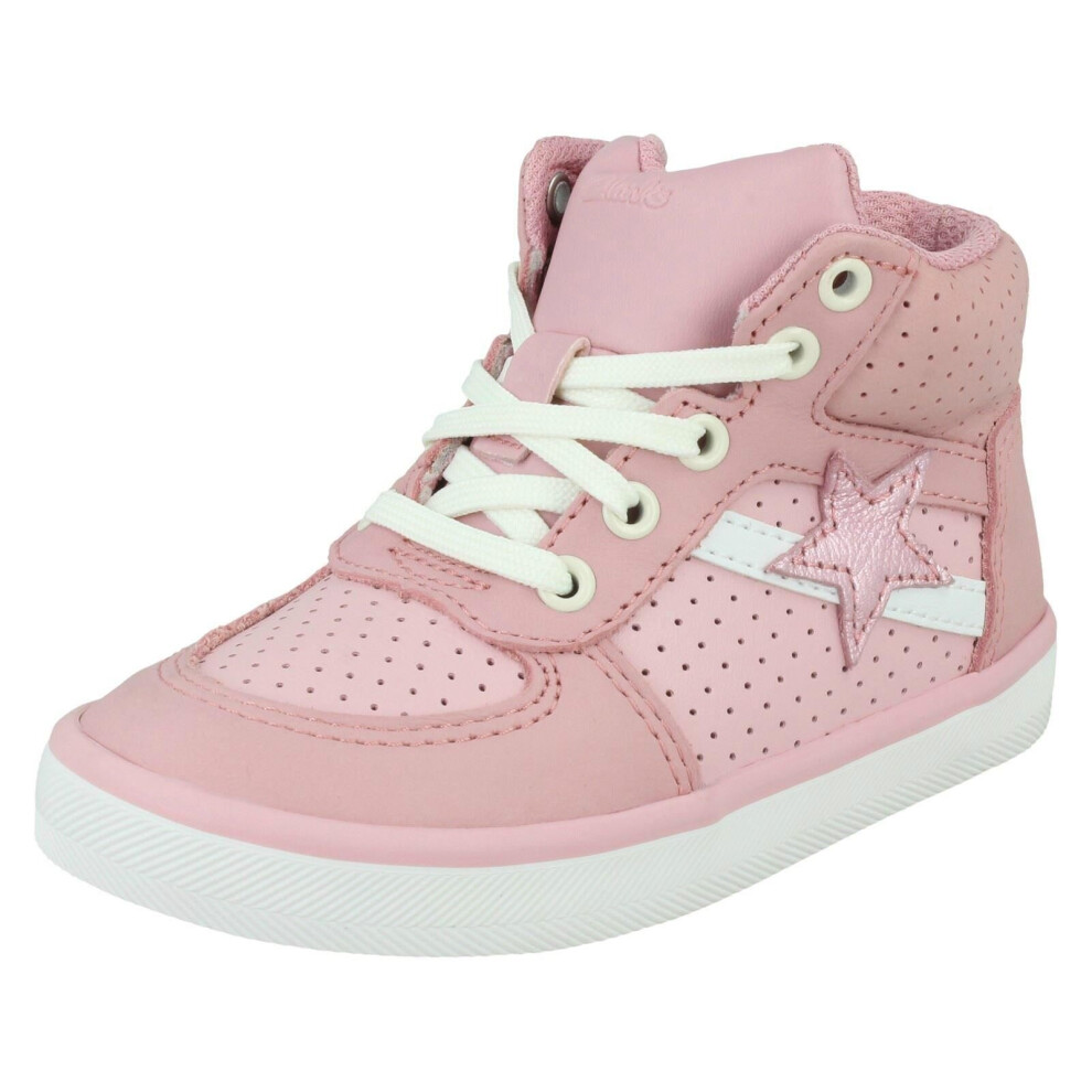 (Pink, UK 8 Child) Childrens Clarks Casual Hi-Top Trainers City Flake