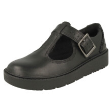(Black, UK 11 Child) Girls Clarks Wedge T-Bar Shoes Plain Move K