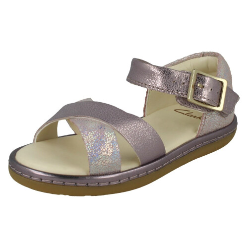 Clarks (Pink, UK 6 Infant) Girls Clarks Cross Detailed Sandals Skylark Pure T