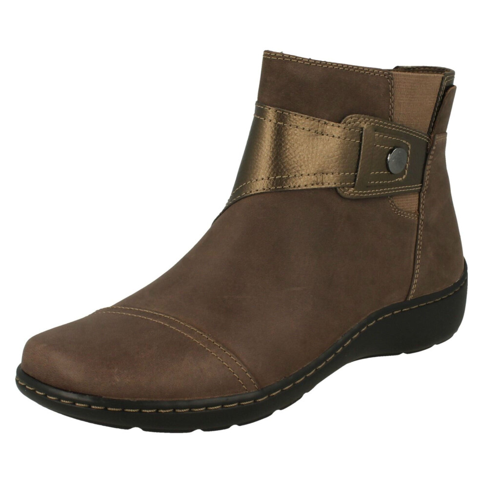 Clarks (Taupe, Uk 6.5) Ladies Strap Detailed Ankle Boots Cora Tropic