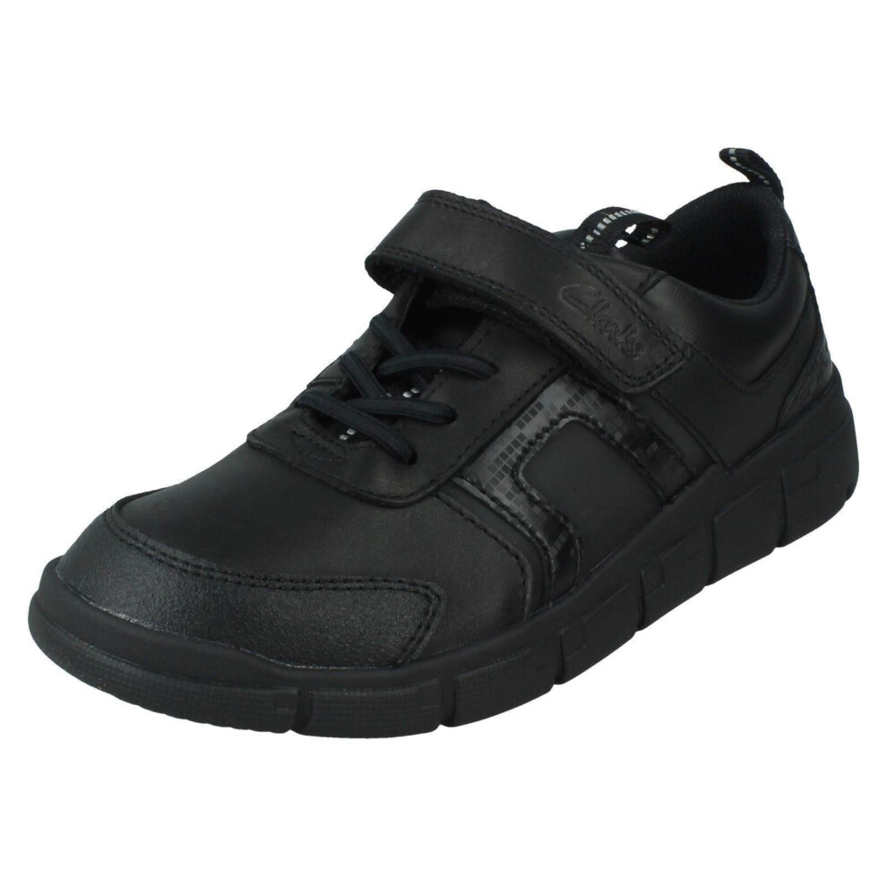 (Black, UK 12.5 Child) Boys Clarks School Shoes Encode Bright