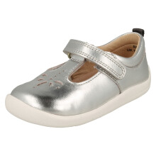 (Silver, UK 7 Infant) Girls Startrite T-Bar Laser Detailed Shoes Puzzle