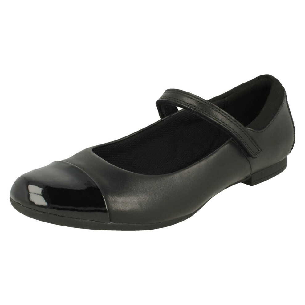 Clarks (Black, Uk 4.5 Child) Girls Mary Jane Style School Shoes Scala Gem Y