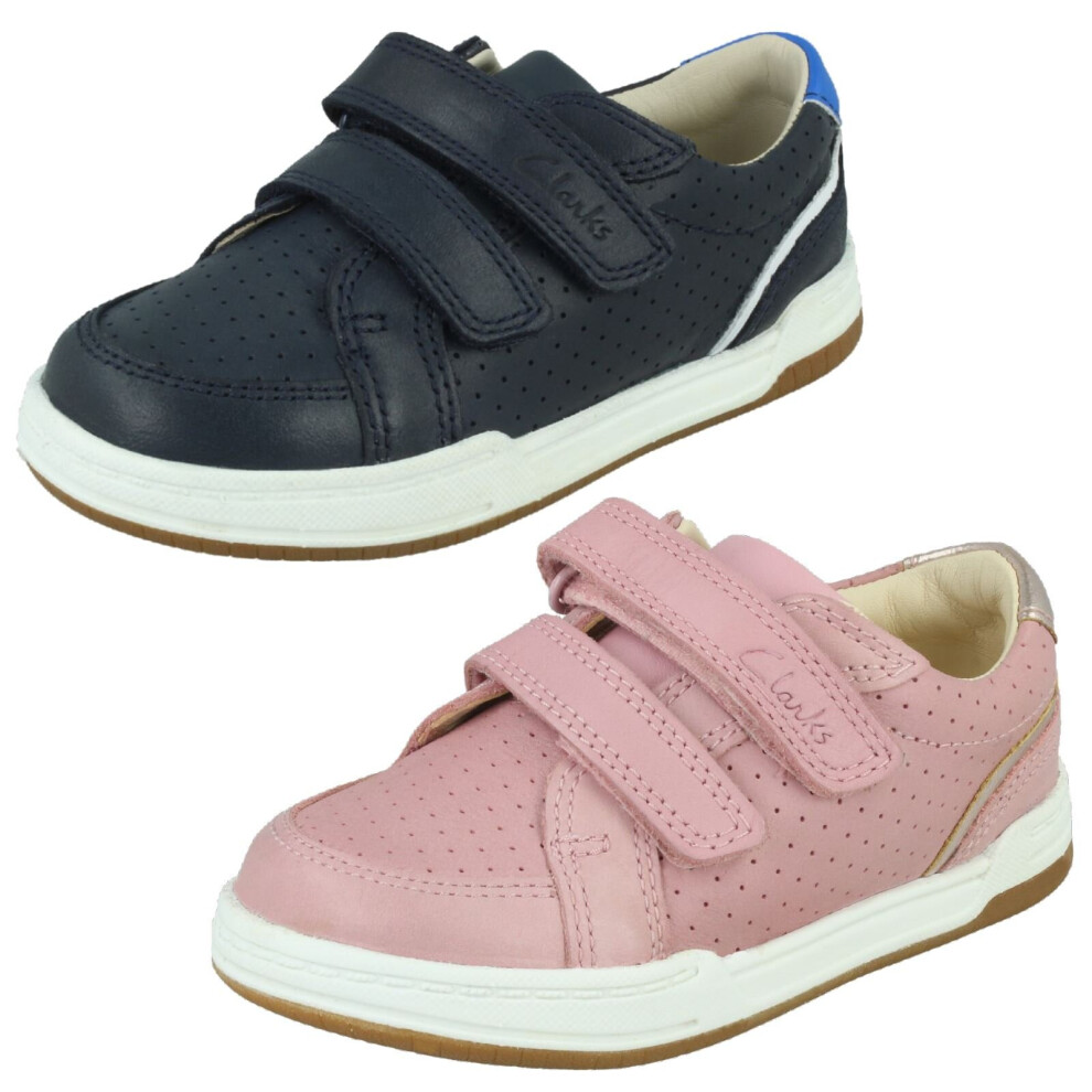 (Navy, UK 4.5 Infant) Childrens Clarks Casual Trainers Fawn Solo