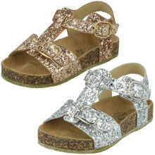 (Silver, UK 4 Infant) Girls Spot On Casual Sandals H0358
