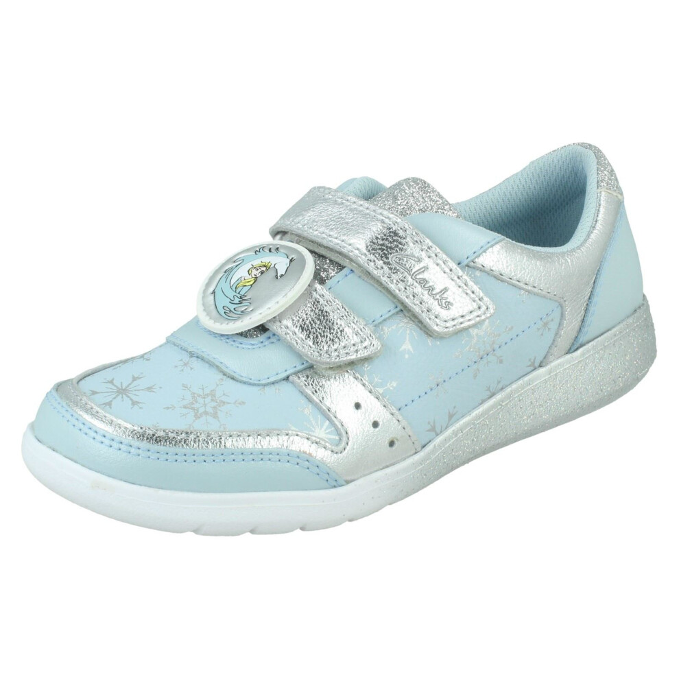 (Blue, UK 1.5 Child) Girls Clarks Disney Frozen II Trainers Scape Ice