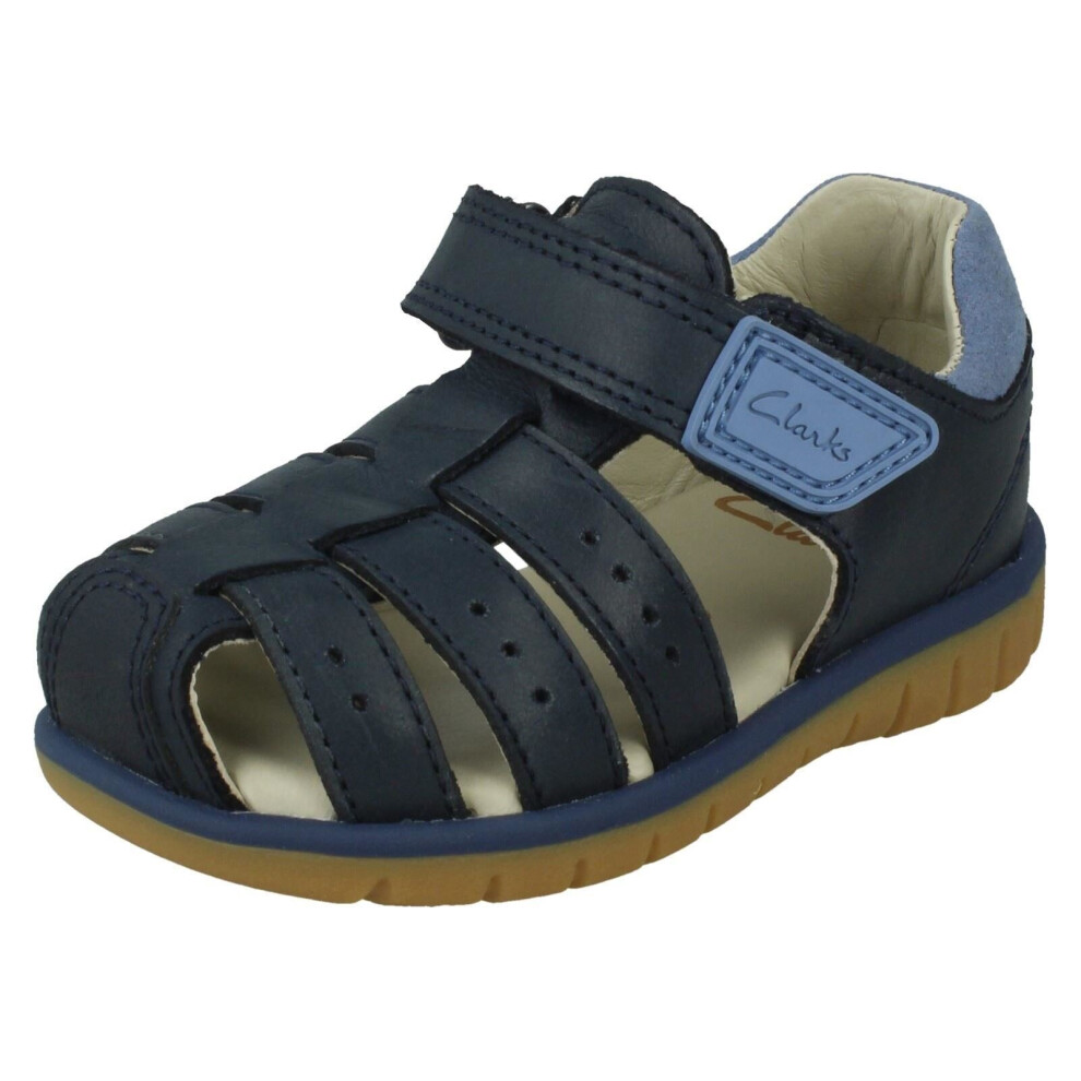 Clarks (Navy, Uk 6 Infant) Boys Hook & Loop Strap Fisherman Sandals Roam Bay Blue