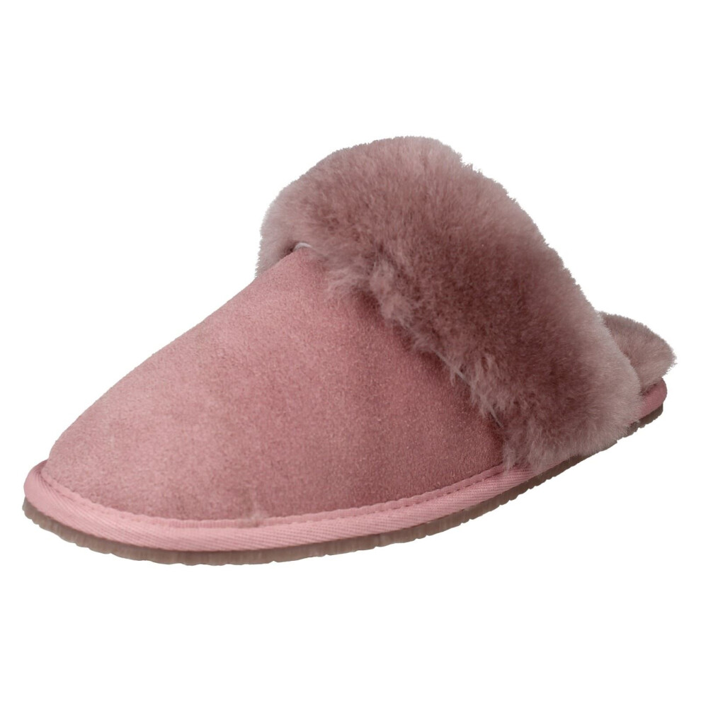 (Pink, UK 8) Ladies Clarks Cosy Mule Slippers Warm Lux