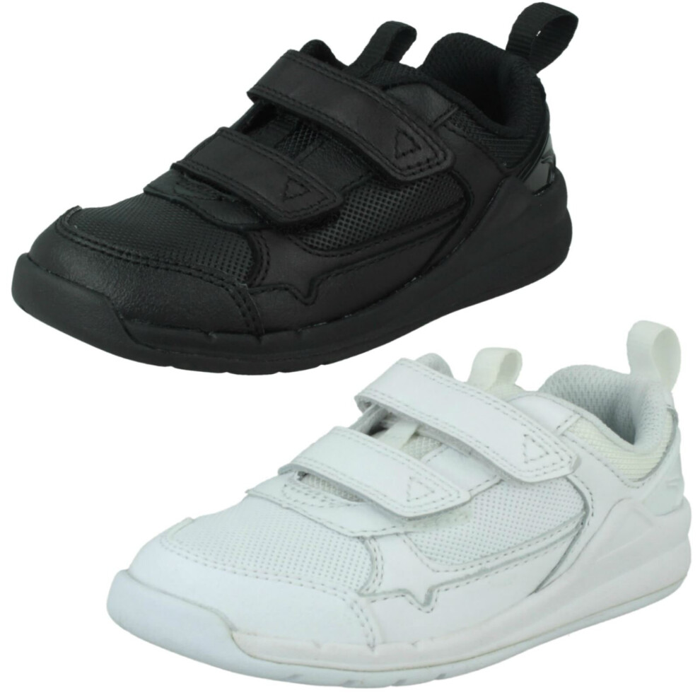 (Black, UK 1.5 Child) Boys Clarks Hook & Loop Casual Trainers Orbit Sprint