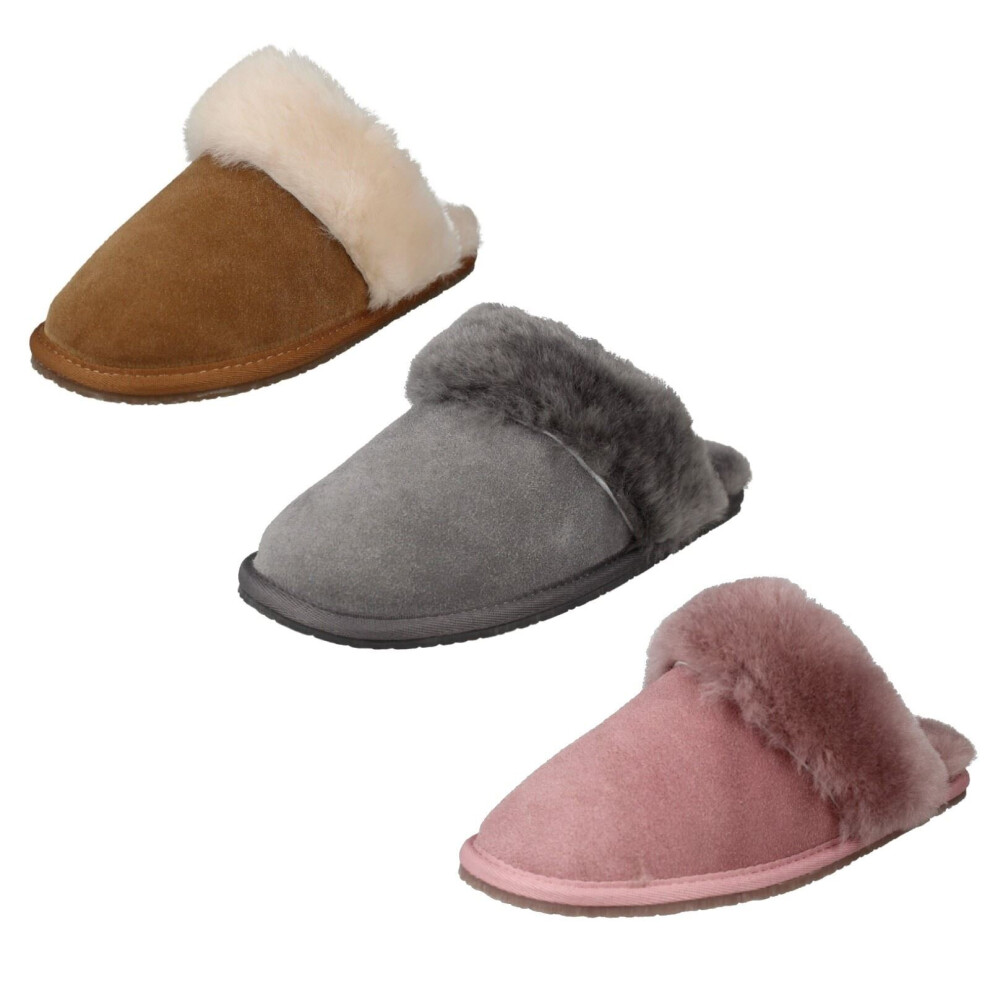 (Grey, UK 5) Ladies Clarks Cosy Mule Slippers Warm Lux