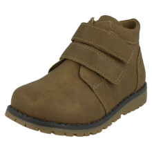 (Khaki, UK 12 Child) Boys JCDees Round Toe Double Strap Ankle Boots