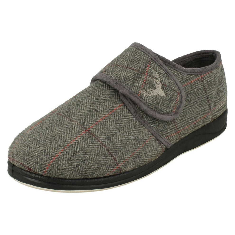 (Grey, UK 12) Mens Padders Casual Comfort Slippers Charles