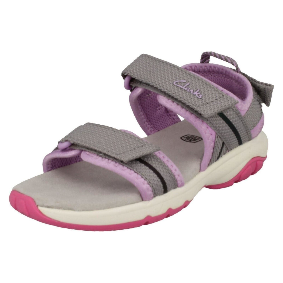 (Grey, UK 12.5 Child) Childrens Clarks Water Friendly Strappy Sandals Expo Sea K