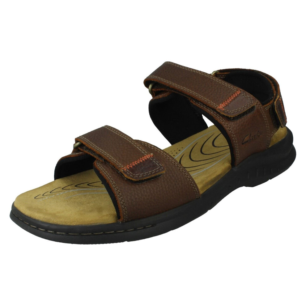 (Brown, UK 9) Mens Clarks Ankle Strap Casual Sandals Hapsford Creek