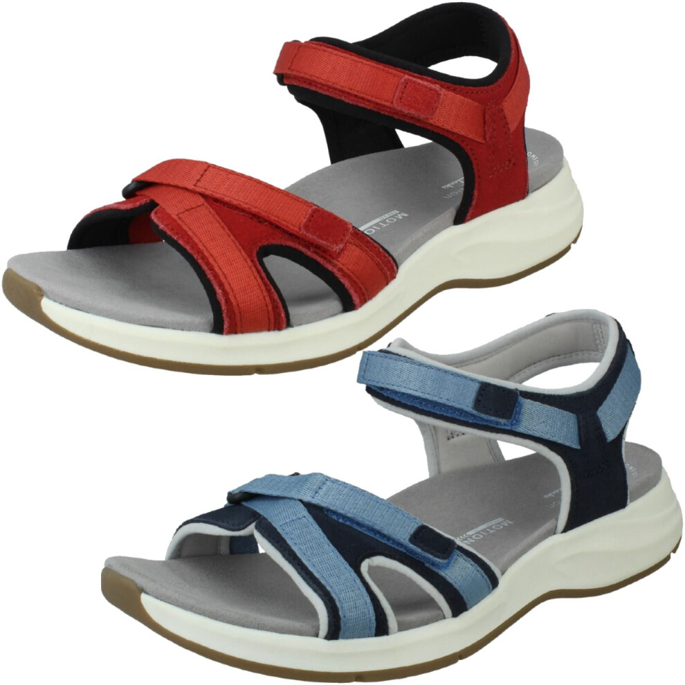 (Navy, UK 4) Ladies Clarks Ankle Strap Flat Sandals Solan Drift