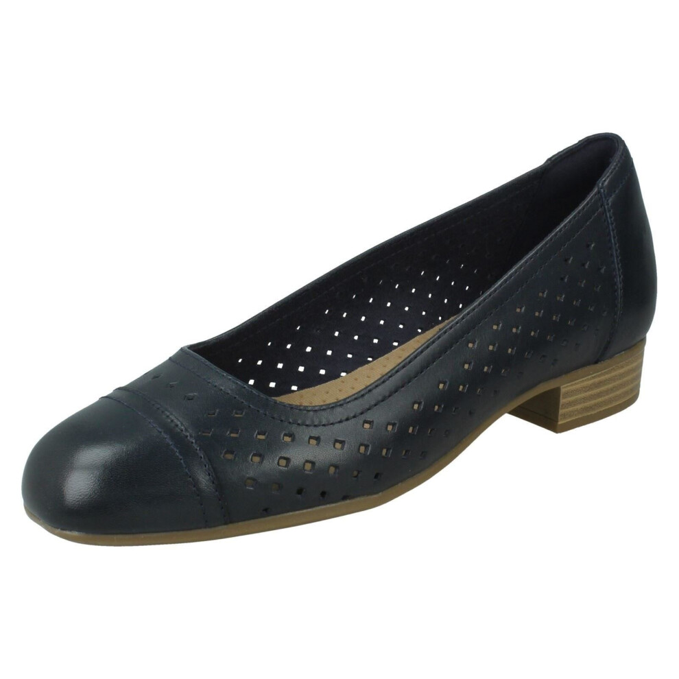 (Navy, UK 7) Ladies Clarks Flat Loafer Shoes Juliet Cedar