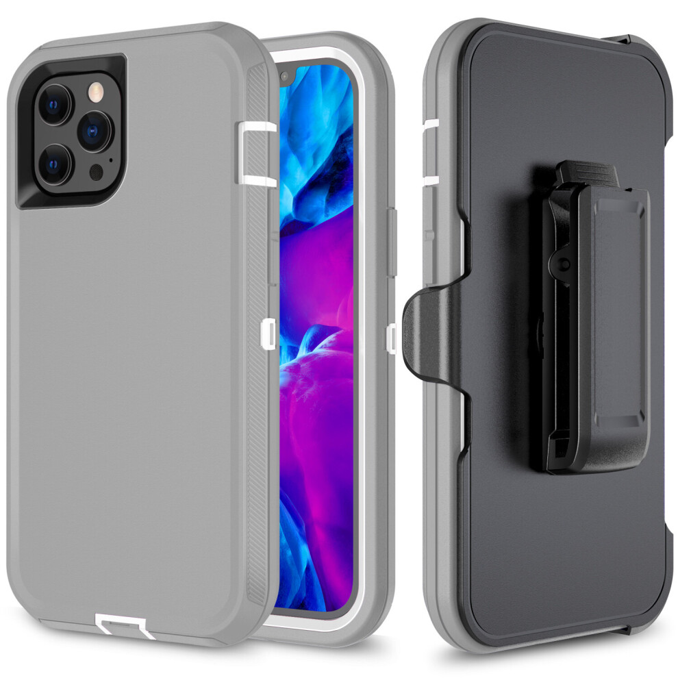 adventurer-defender-rugged-case-heavy-duty-cover-with-belt-holster--for-iphone-12-pro-max---screenless-edition---fits-otterbox-belt-clip----grey