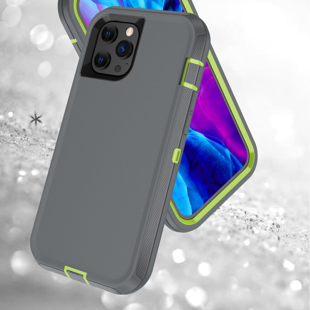 adventurer-defender-rugged-case-heavy-duty-cover-with-belt-holster--for-iphone-12-pro-max---screenless-edition---fits-otterbox-belt-clip----grey-green