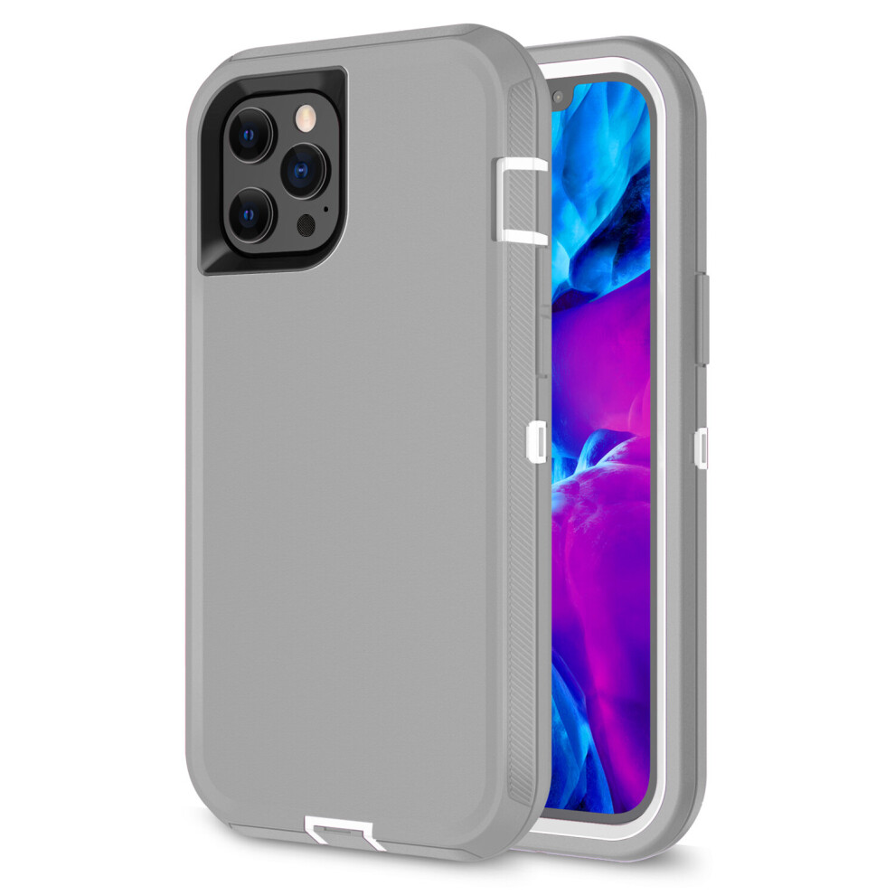 adventurer-defender-rugged-case-heavy-duty-cover-with-belt-holster--for-iphone-12-pro-max---screenless-edition---fits-otterbox-belt-clip----grey