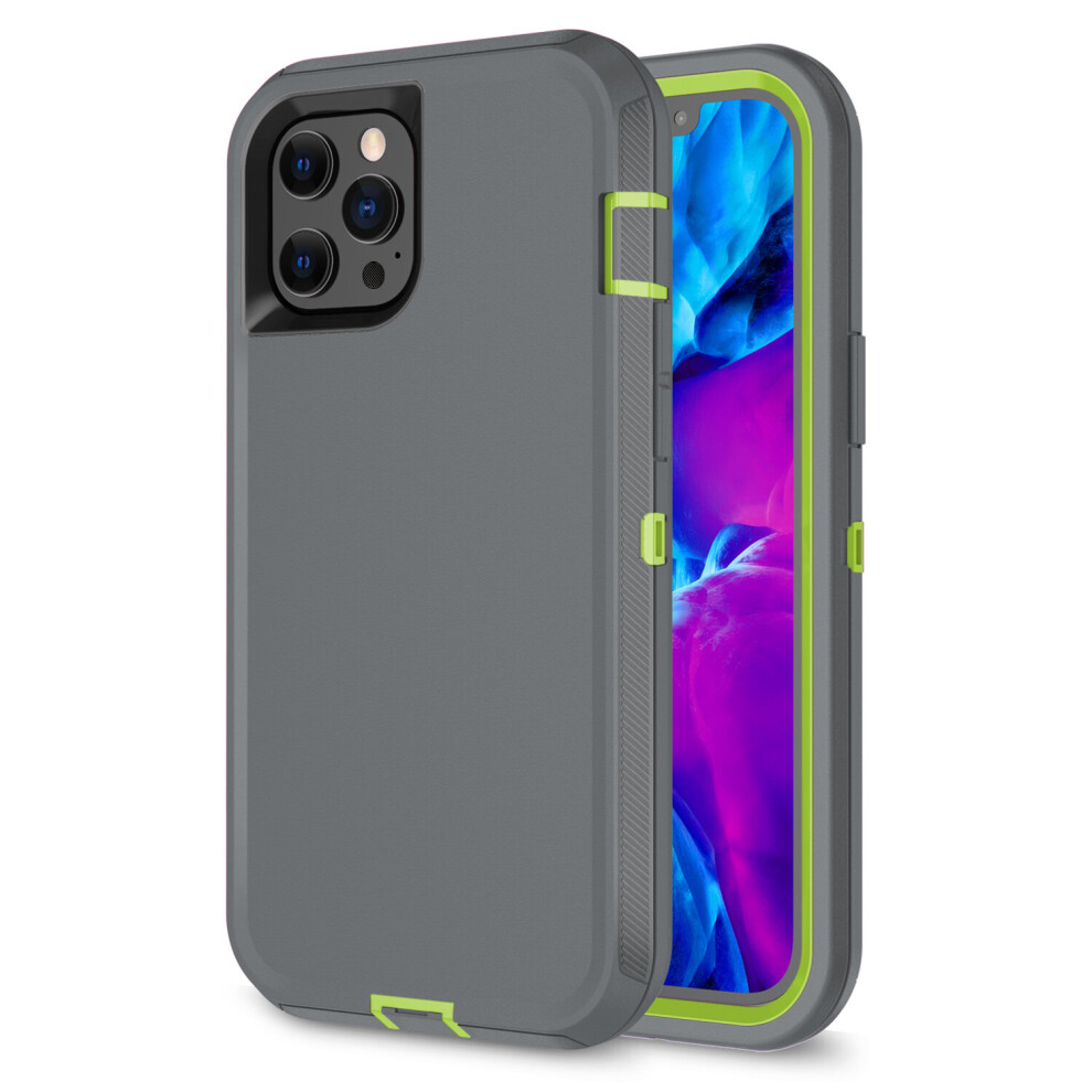 adventurer-defender-rugged-case-heavy-duty-cover-with-belt-holster--for-iphone-12-pro-max---screenless-edition---fits-otterbox-belt-clip----grey-green