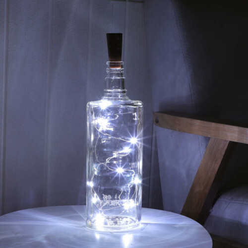 (Cool white) 12X Wine Bottle Fairy String Lights Battery Cork