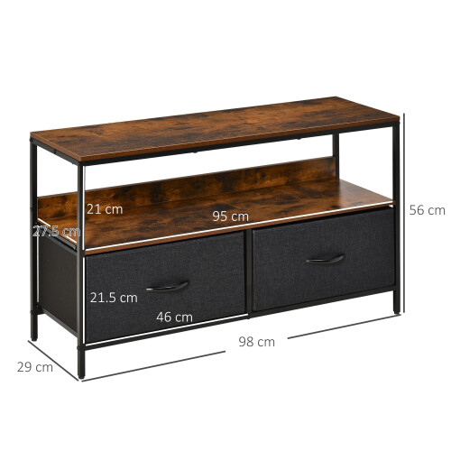 Homcom HOMCOM TV Cabinet, TV Console Unit w/ 2 Foldable Drawers Dark Grey 1