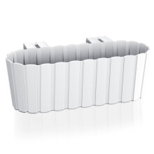 (White, 2) Plastic Balcony Hanging Flower Plant Outdoor Pot