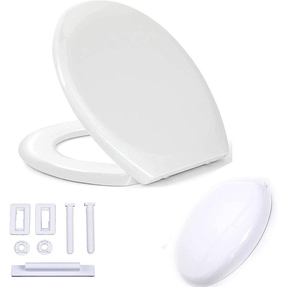 (Sturdy Duroplastic Anti-Bacterial Toilet Lid- O-shape) Family Toliet Seat Soft Close with Quick Release