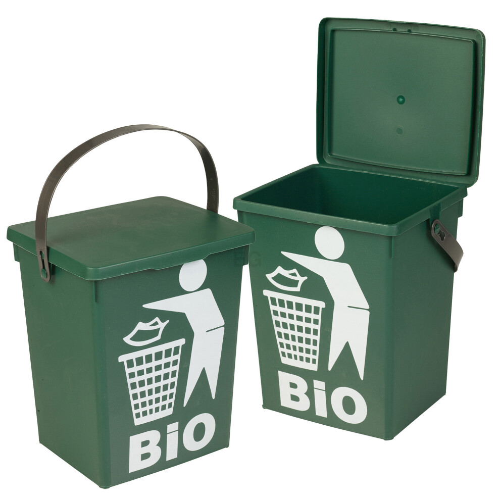 5L Plastic Green Small Food Peels Recycling Bin Lid Kitchen Waste