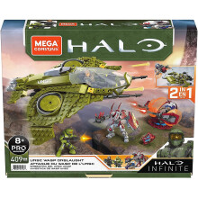 Mega Halo Infinite Spielzeug Fahrzeug Bausatz, Unsc Wasp Onslaught mit 4 beweglichen, sammelbaren Figuren
